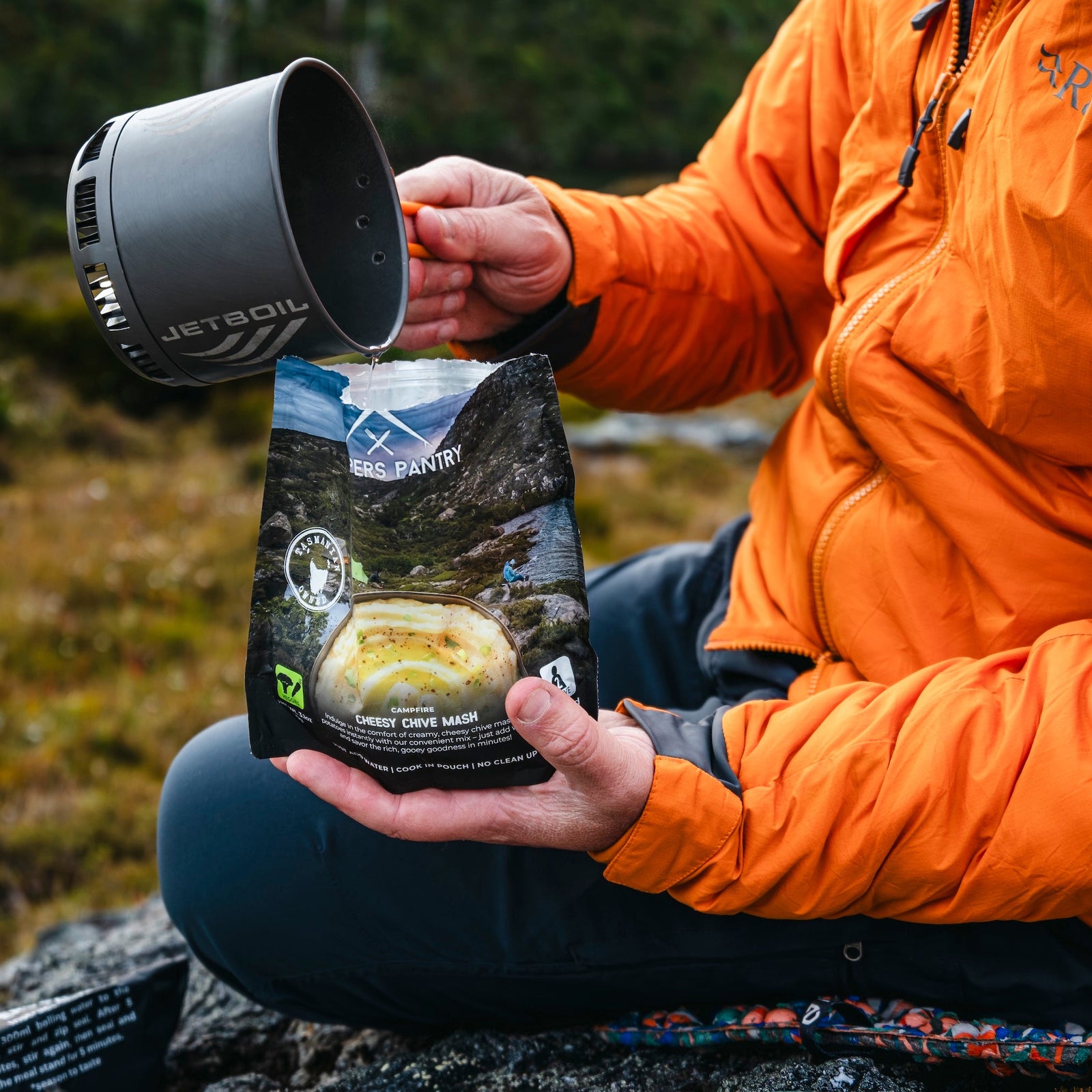 Campers Pantry Cheesy Chive Mash. A perfect accompaniment for a meal or on its own. Lightweight hiking food for your next adventure.