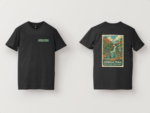 Black Trail Tee t-shirt with 'Jatbula Trail' design on a white background.